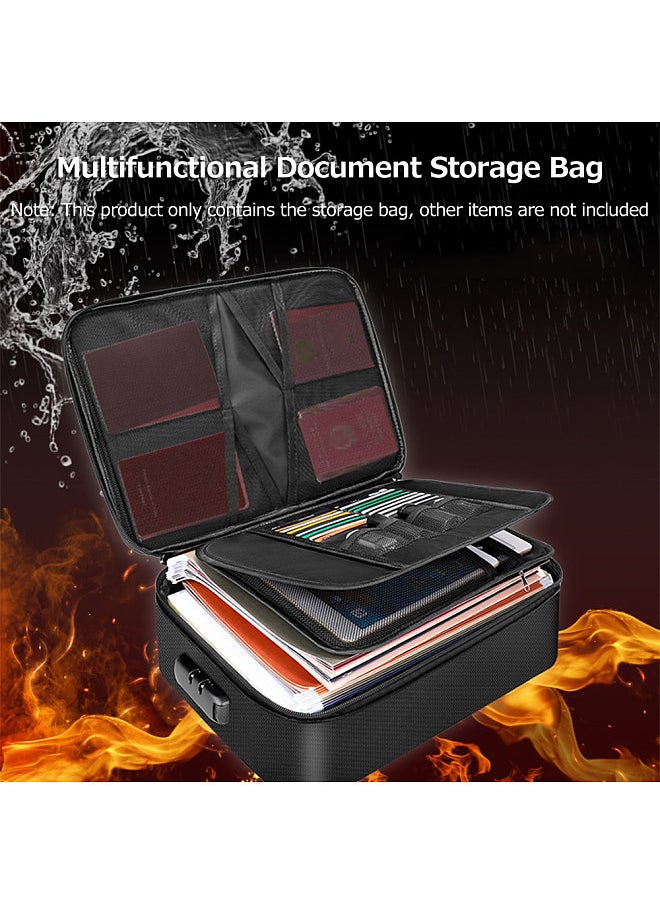 Generic Multifunctional Multi-Layer Document Bag, Large Capacity Fireproof Waterproof File Certificate Storage Bag, with Password Lock  - Image 3