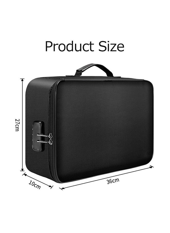 Generic Multifunctional Multi-Layer Document Bag, Large Capacity Fireproof Waterproof File Certificate Storage Bag, with Password Lock  - Image 2