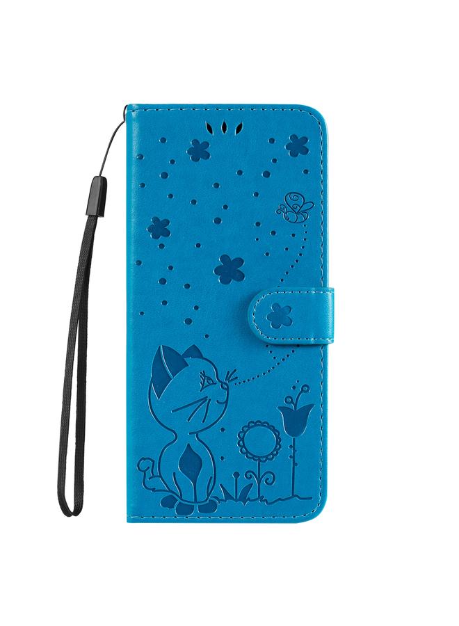 S-TOP Case For OPPO Reno12 5G Global Cat and Bee Embossed Flip Leather Phone Case - Image 3