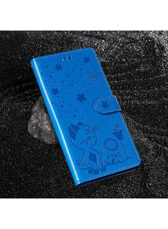 S-TOP Case For OPPO Reno12 5G Global Cat and Bee Embossed Flip Leather Phone Case - Image 2