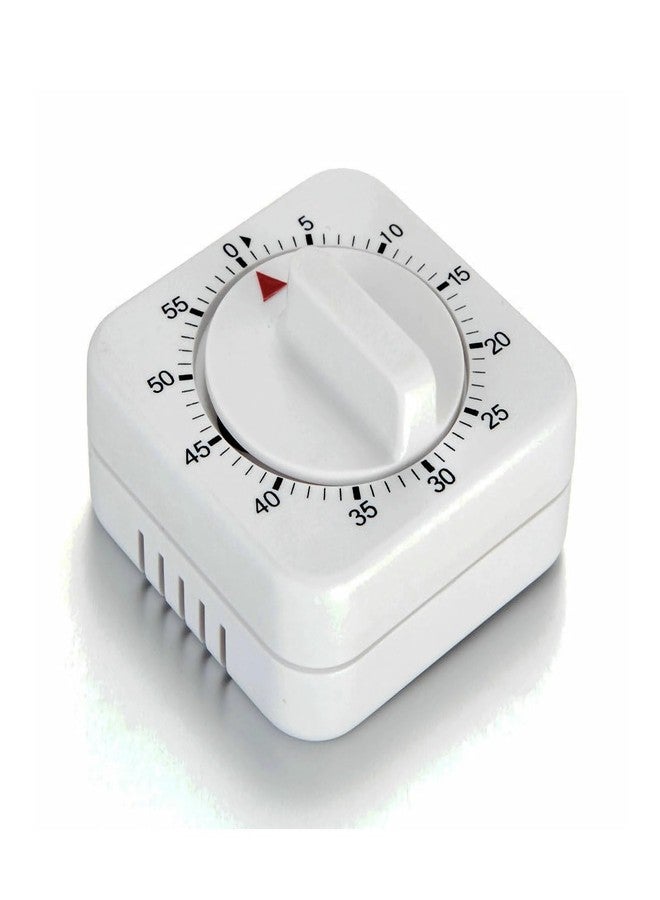 NUOSWEK Square 60 Minute Mechanical Kitchen Timer - Visual Kitchen Cooking Timer Clock with Loud Alarm - No Batteries Required-Manual Countdown Timer for Classroom, Home, Study and Cooking (White) - Image 1