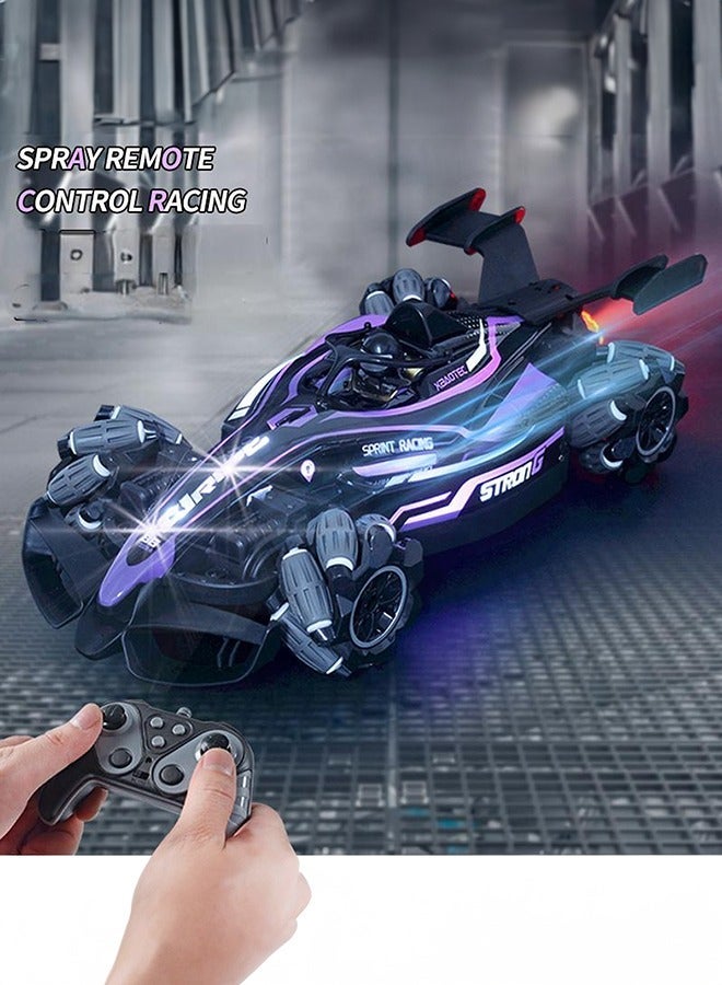 Gearbox Spray R/C Stunt Car with Lights, Music, and Spray - 2.4G Remote Control Included, Unisex, Purple - Image 3