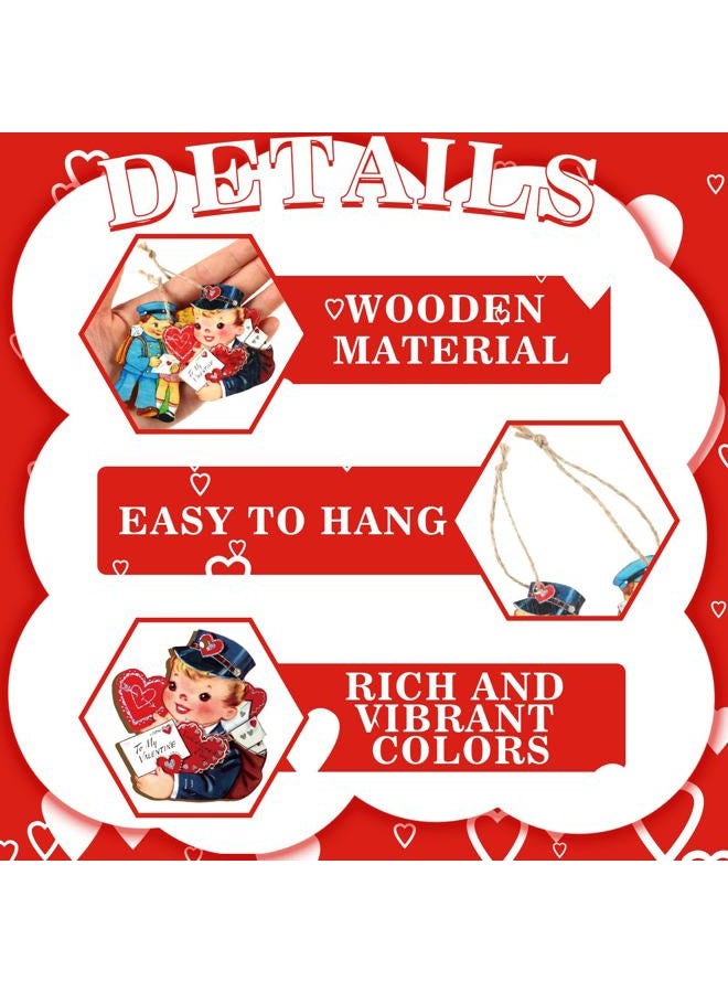 BBTO 36 Pcs Valentine's Day Wood Ornaments Heart Ornaments Valentine's Day Hanging Red Cafe Coffee Heart Wood Cutouts Decoration for Home Coffee Bar - Image 4