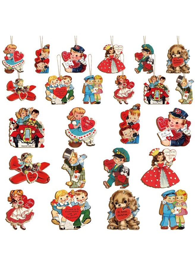 BBTO 36 Pcs Valentine's Day Wood Ornaments Heart Ornaments Valentine's Day Hanging Red Cafe Coffee Heart Wood Cutouts Decoration for Home Coffee Bar - Image 1