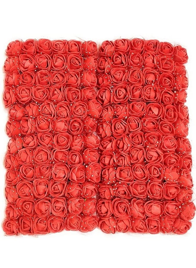 Elegance 144 Pcs Artificial Flower For Valentine'S & Diy Mini Small Artificial Floral Fake Foam Rose For Crafts, Festival, Home Decoration, Pooja Room Decorations (Red) - Image 1