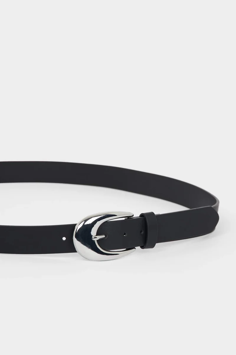Defacto Woman Oval Buckle Faux Leather