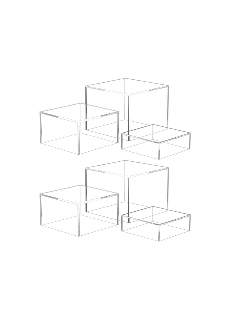 TPGP Buffet Risers, 6PCS Acrylic Food Display Stands for Parties - Clear Cube Nesting Risers with Hollow Bottoms (8"x9"x10") - Image 4