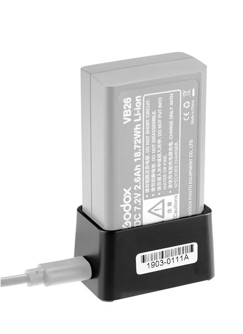 Godox - VC26 USB Battery Charger DC 5V Input DC 8.4V Output for Charging Godox V1S V1C V1N V1F V1O V1P Round Head Flash Battery - Image 1