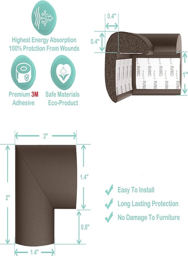 KPNG Protector Baby Proof | Corner Guard Child Safety for Babies, Toddlers, Kids | Foam Corner Covers for Furniture, Table, Desk (4 Piece Corner Protaction, Brown) - Image 2