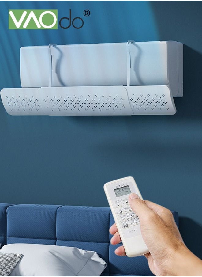 VAOdo - Air Conditioner Wind Deflector Baffle Shield Hole-Free Retractable Air Conditioner Baffle Air Conditioner Accessory Thick Material Easy Installation White - Image 1
