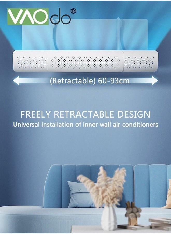 VAOdo Air Conditioner Wind Deflector Baffle Shield Hole-Free Retractable Air Conditioner Baffle Air Conditioner Accessory Thick Material Easy Installation White  - Image 3