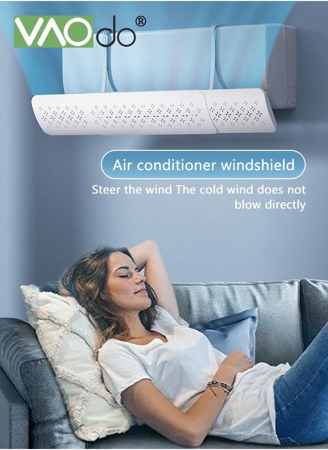 VAOdo Air Conditioner Wind Deflector Baffle Shield Hole-Free Retractable Air Conditioner Baffle Air Conditioner Accessory Thick Material Easy Installation White  - Image 2