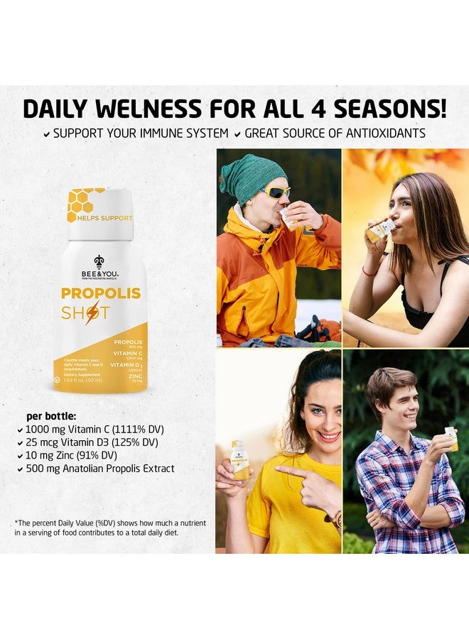 BEE & YOU BEE and You Immune Support 100% Natural Propolis Shot Supplement, Antioxidants, Vitamin C, VIT D3, Zinc, Orange Juice, Raw Honey, 1.69 fl. oz x 12 Bottles - Image 2