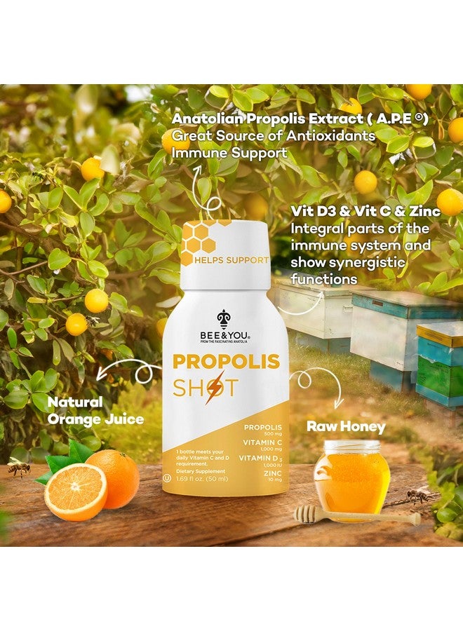 BEE & YOU BEE and You Immune Support 100% Natural Propolis Shot Supplement, Antioxidants, Vitamin C, VIT D3, Zinc, Orange Juice, Raw Honey, 1.69 fl. oz x 12 Bottles - Image 4