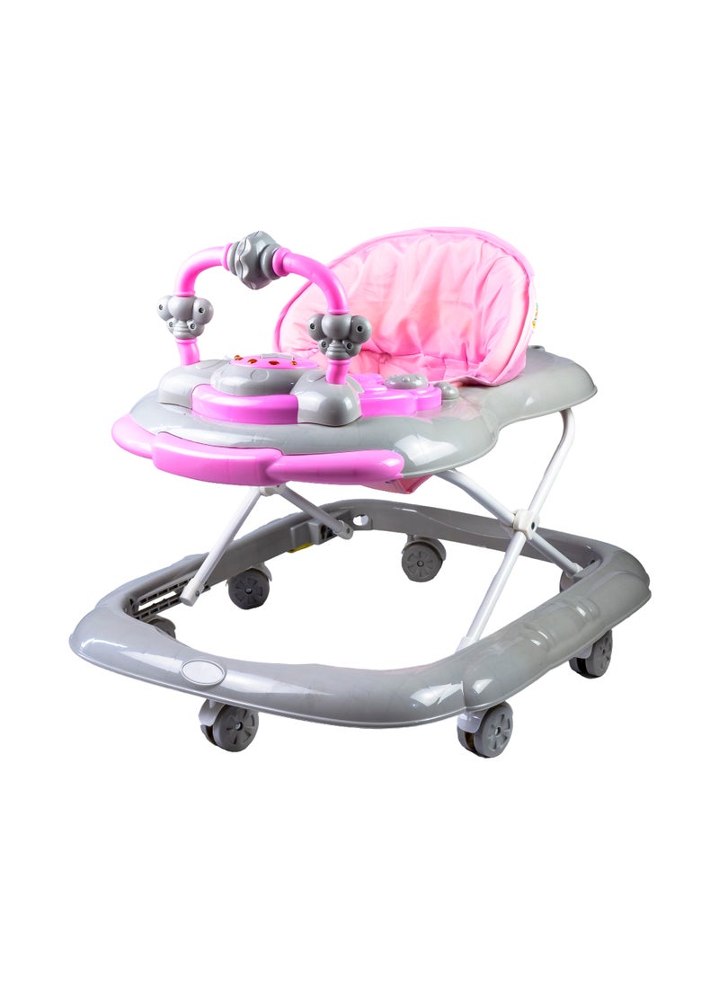 molody Adjustable Foldable Baby Walker with Activity Center – 2-in-1 Sit-to-Stand Push Walker for Toddlers and Babies (6 Months+), Lightweight with Removable Tray, Music, and Safety Brakes – Ideal for Learning to Walk-Pink  - Image 1