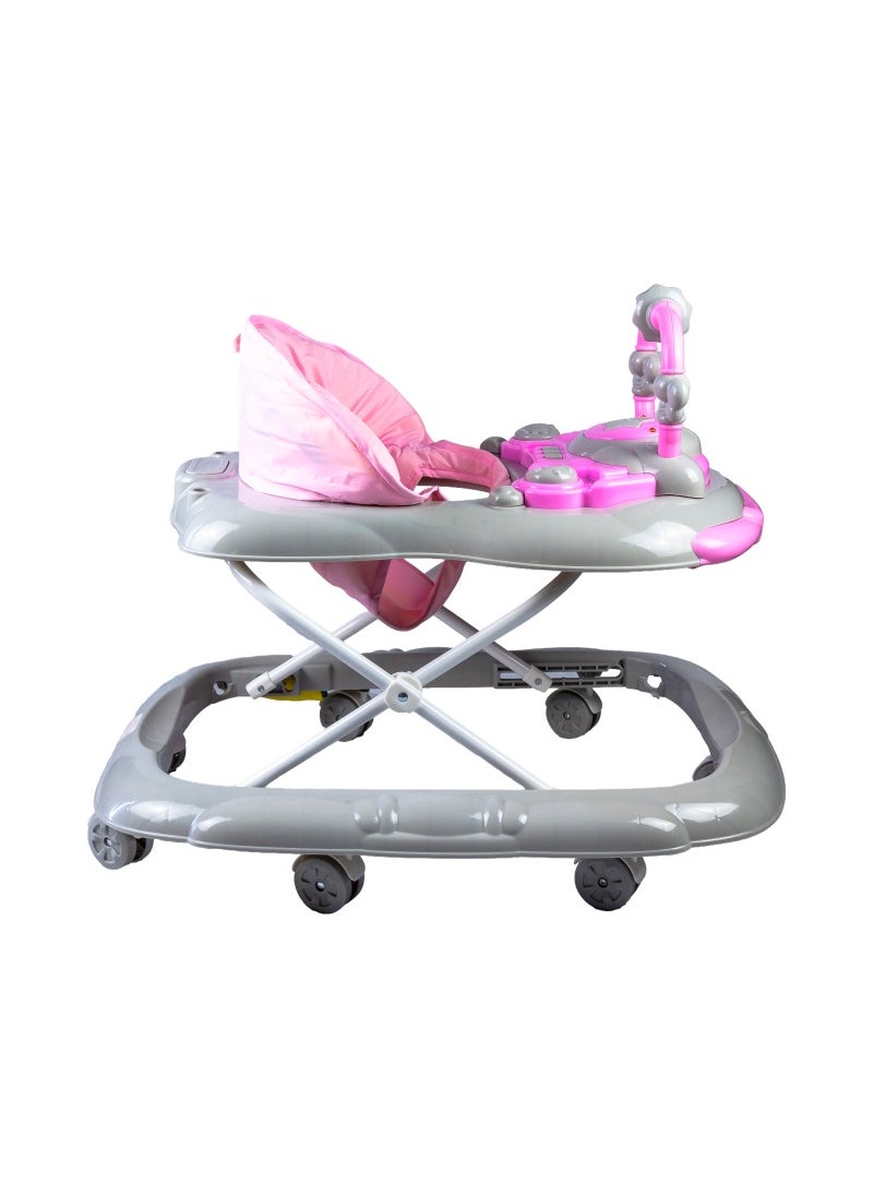 molody Adjustable Foldable Baby Walker with Activity Center – 2-in-1 Sit-to-Stand Push Walker for Toddlers and Babies (6 Months+), Lightweight with Removable Tray, Music, and Safety Brakes – Ideal for Learning to Walk-Pink  - Image 3