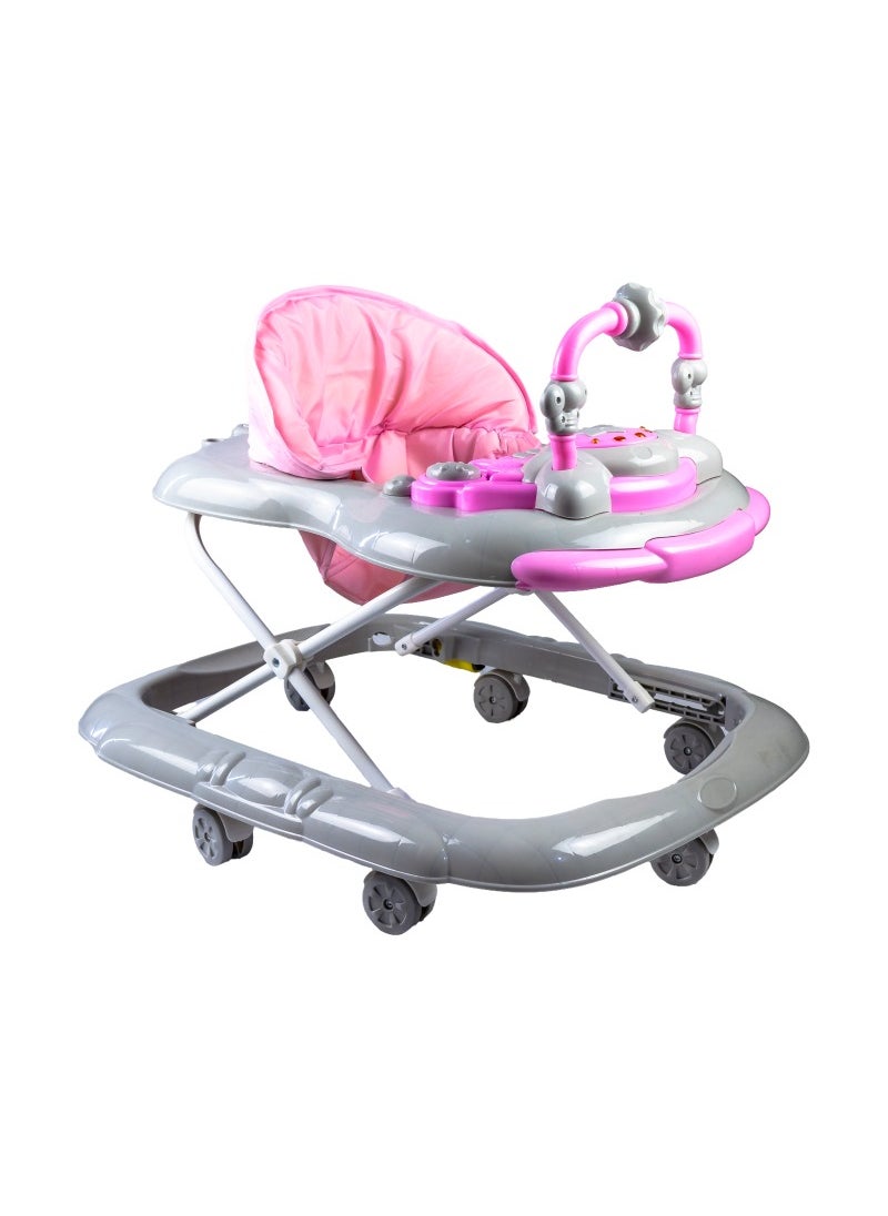 molody Adjustable Foldable Baby Walker with Activity Center – 2-in-1 Sit-to-Stand Push Walker for Toddlers and Babies (6 Months+), Lightweight with Removable Tray, Music, and Safety Brakes – Ideal for Learning to Walk-Pink  - Image 4