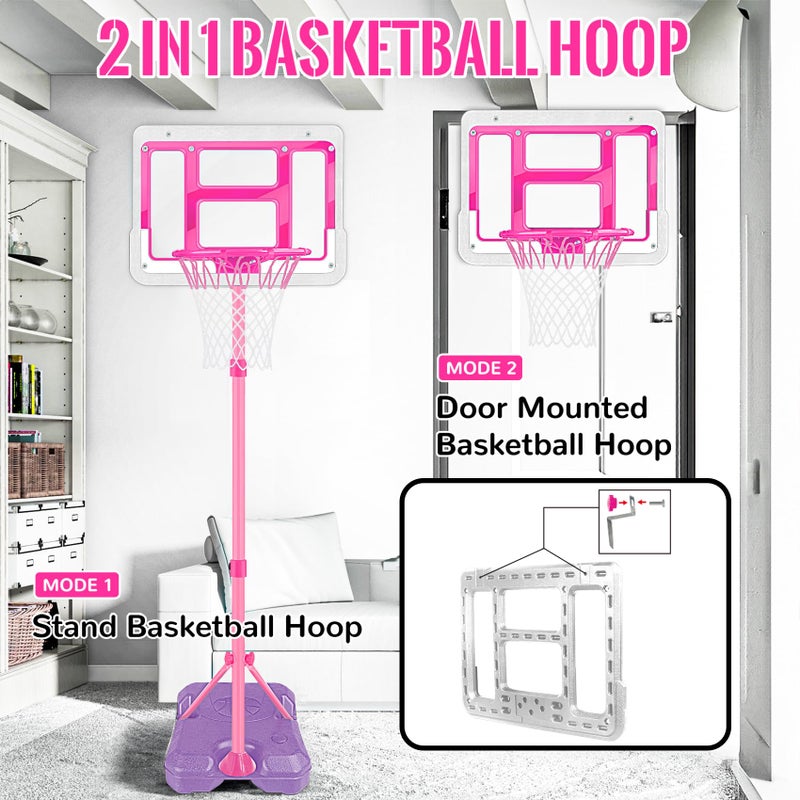 GMAOPHY Kids Basketball Hoop Adjustable Height 3.5FT-6.2FT, Indoor Outdoor Toddler Basketball Hoop with LED Scoreboard, Boys Basketball Toy for 3 4 5 6 7 8 Years Gift, Portable Basketball Goals Sport Game - Image 3
