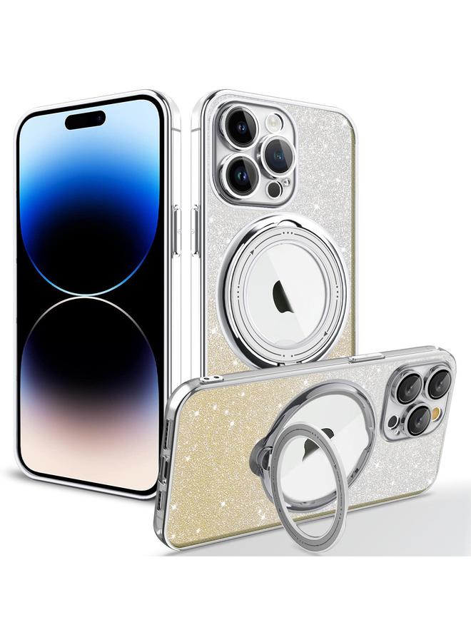 S-TOP Case For iPhone 16 Pro Rotation MagSafe Holder Gradient Glitter TPU Phone Case - Image 1