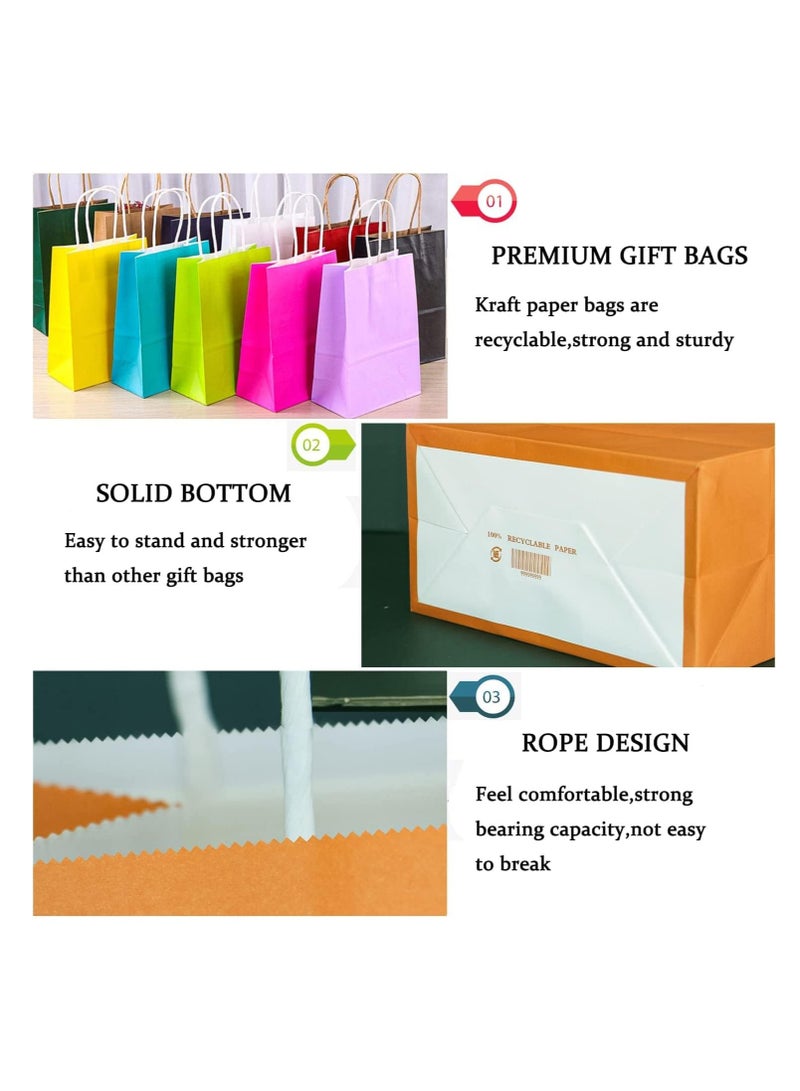 ECVV ECVV Gift Bags 12 Pieces Set Eco-Friendly Paper Bags With Handles Bulk Paper Bags Shopping Bags Kraft Bags Retail Bags Party Bags (ORANGE, 21 * 15 * 8 Cm) - Image 2