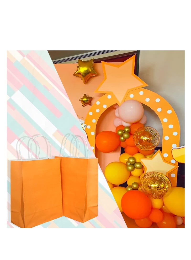ECVV ECVV Gift Bags 12 Pieces Set Eco-Friendly Paper Bags With Handles Bulk Paper Bags Shopping Bags Kraft Bags Retail Bags Party Bags (ORANGE, 21 * 15 * 8 Cm) - Image 4