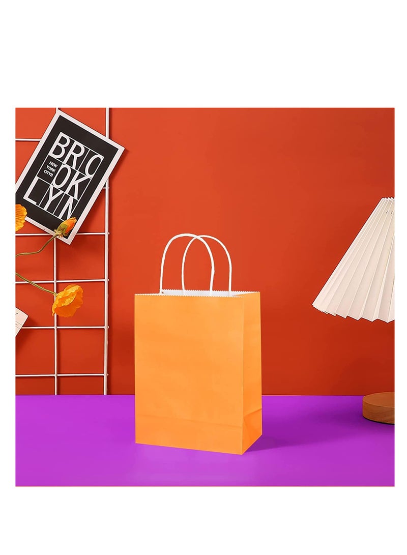 ECVV ECVV Gift Bags 12 Pieces Set Eco-Friendly Paper Bags With Handles Bulk Paper Bags Shopping Bags Kraft Bags Retail Bags Party Bags (ORANGE, 21 * 15 * 8 Cm) - Image 3