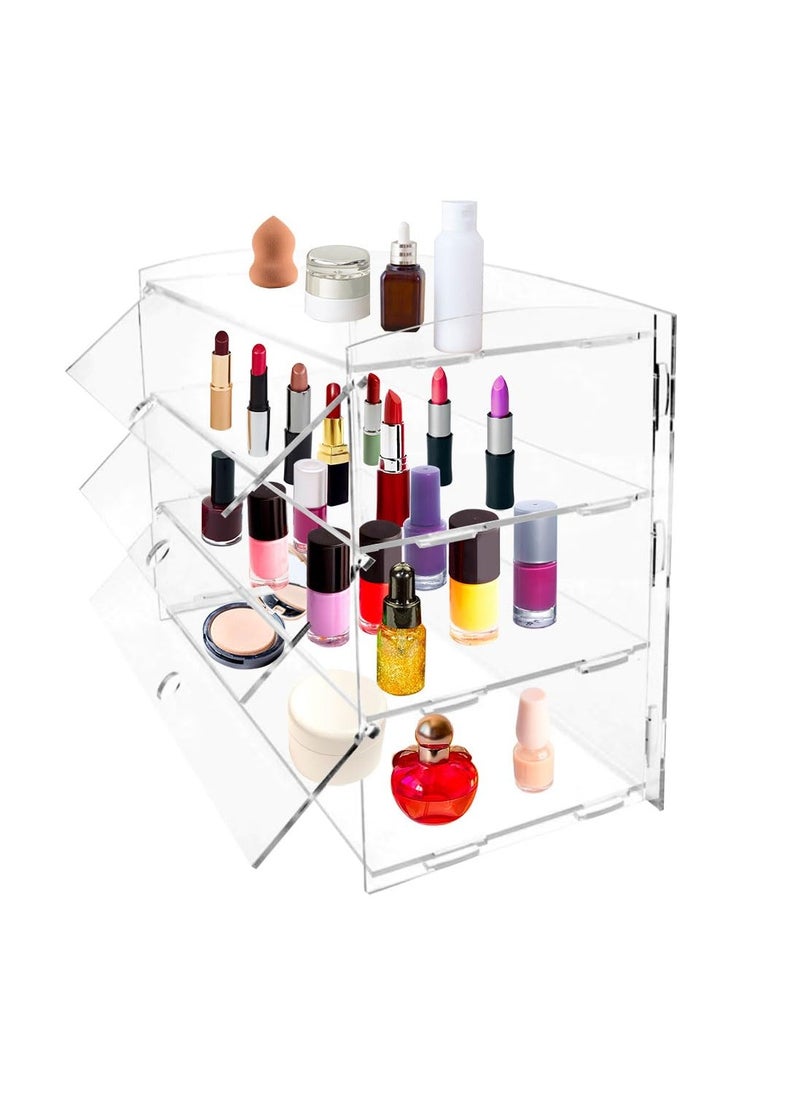 Eworld - 2-Tier Clear Acrylic Display Cabinet with Detachable Flip Lid Design Ideal for Showcasing Candy, Pastries, Cosmetics, Figurines, and Memorabilia, Perfect for Bakeries, Convenience Stores, Homes - Image 1