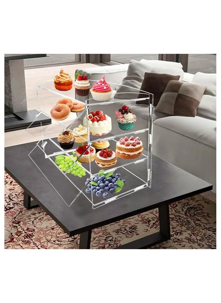 Eworld - 2-Tier Clear Acrylic Display Cabinet with Detachable Flip Lid Design Ideal for Showcasing Candy, Pastries, Cosmetics, Figurines, and Memorabilia, Perfect for Bakeries, Convenience Stores, Homes - Image 1