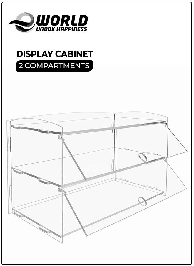 Eworld - 2-Tier Clear Acrylic Display Cabinet with Detachable Flip Lid Design Ideal for Showcasing Candy, Pastries, Cosmetics, Figurines, and Memorabilia, Perfect for Bakeries, Convenience Stores, Homes - Image 1