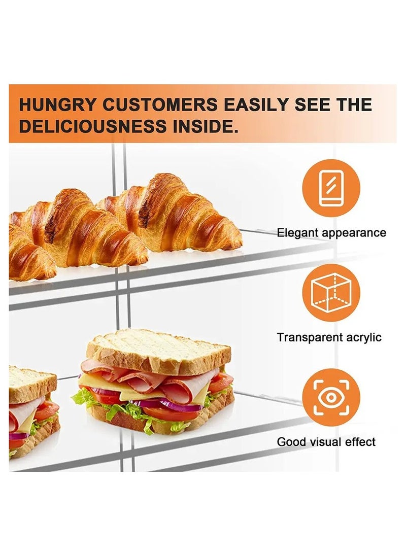 Eworld - 2-Tier Clear Acrylic Display Cabinet with Detachable Flip Lid Design Ideal for Showcasing Candy, Pastries, Cosmetics, Figurines, and Memorabilia, Perfect for Bakeries, Convenience Stores, Homes - Image 1
