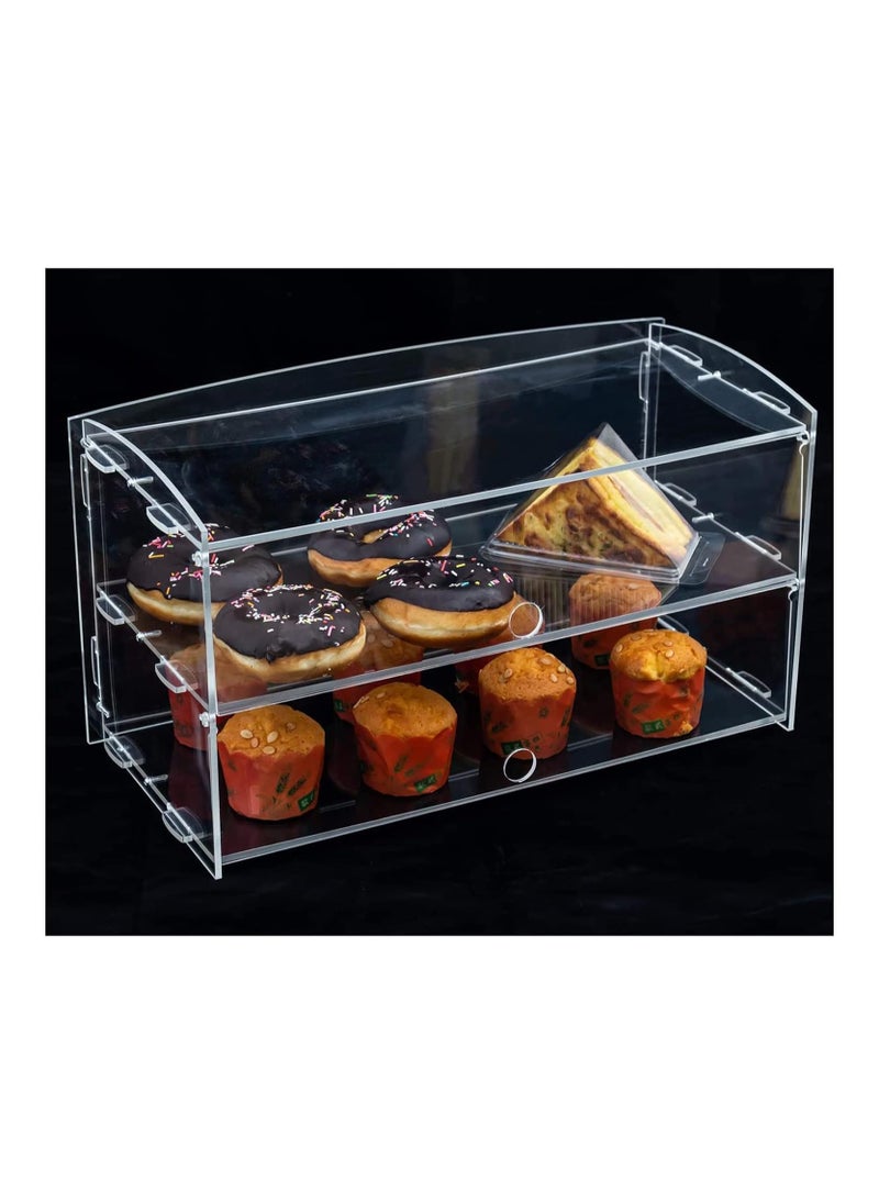 Eworld - 2-Tier Clear Acrylic Display Cabinet with Detachable Flip Lid Design Ideal for Showcasing Candy, Pastries, Cosmetics, Figurines, and Memorabilia, Perfect for Bakeries, Convenience Stores, Homes - Image 1