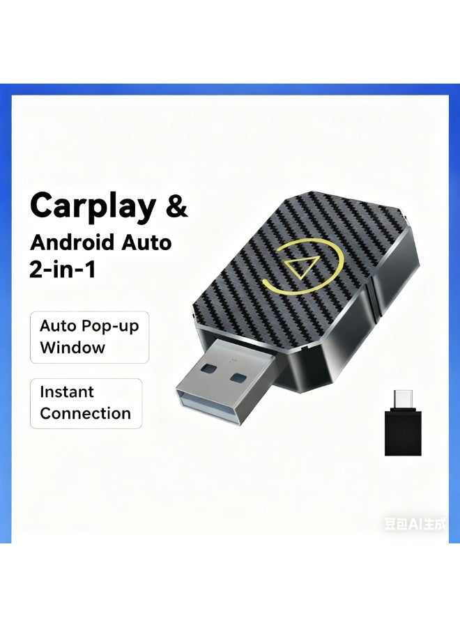 2-in-1 Wireless CarPlay  Android Auto Adapter, Dual-Band WiFi Bluetooth 5.0, Auto-Connect Plug-and-Play, Compatible with iPhone iOS 10+/Android 11+  800+ Vehicle Models - Image 2