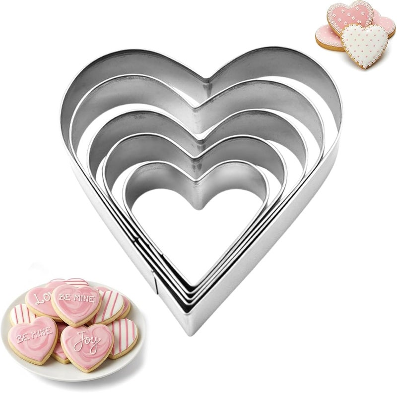 Heart Cookie Cutter Set | Stainless Steel Pastry Molds | Pastry Stamp - for Home Birthday Parties Wedding Baking Activities Family Gatherings Classroom Activities Holiday Celebrations Kitchen - Image 1