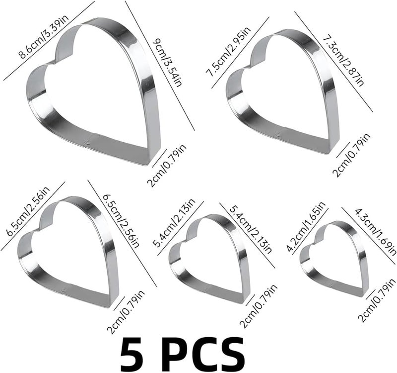 Heart Cookie Cutter Set | Stainless Steel Pastry Molds | Pastry Stamp - for Home Birthday Parties Wedding Baking Activities Family Gatherings Classroom Activities Holiday Celebrations Kitchen - Image 5