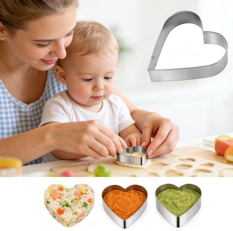Heart Cookie Cutter Set | Stainless Steel Pastry Molds | Pastry Stamp - for Home Birthday Parties Wedding Baking Activities Family Gatherings Classroom Activities Holiday Celebrations Kitchen - Image 3