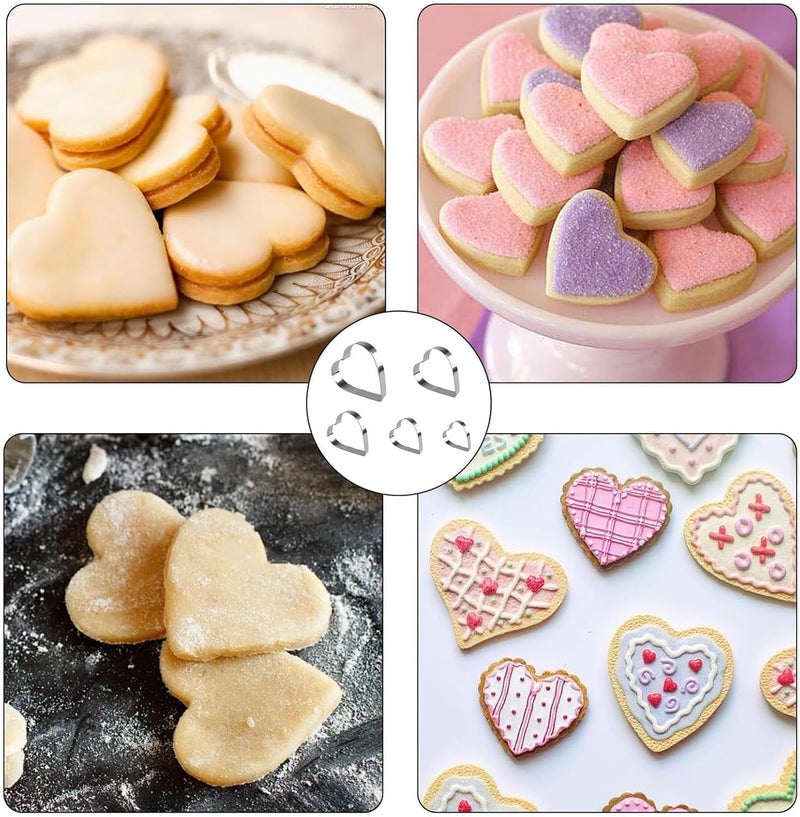 Heart Cookie Cutter Set | Stainless Steel Pastry Molds | Pastry Stamp - for Home Birthday Parties Wedding Baking Activities Family Gatherings Classroom Activities Holiday Celebrations Kitchen - Image 4