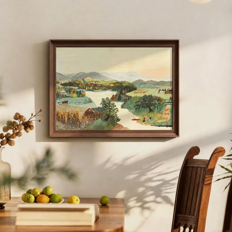 French Countryside Vintage Oil Painting for Living Room Decoration - Image 2