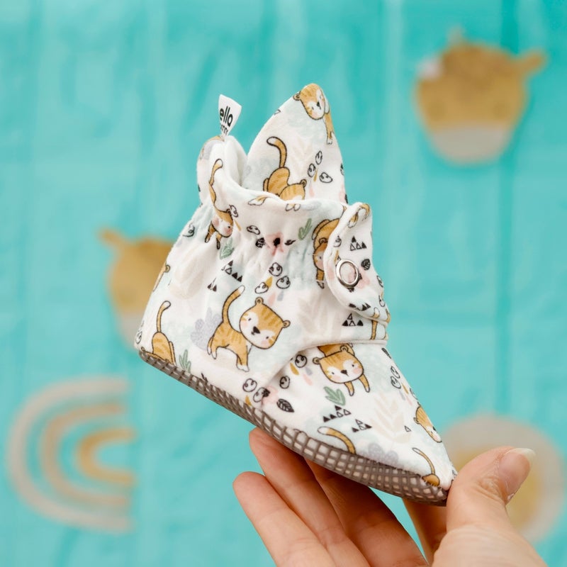 Ella Bonna Organic Cotton Baby Slippers, Non-Slip Sole, Newborn Booties, Home Nursery Shoes, Cats - Image 5