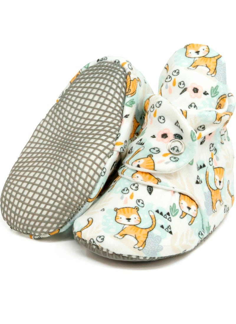 Ella Bonna Organic Cotton Baby Slippers, Non-Slip Sole, Newborn Booties, Home Nursery Shoes, Cats - Image 2