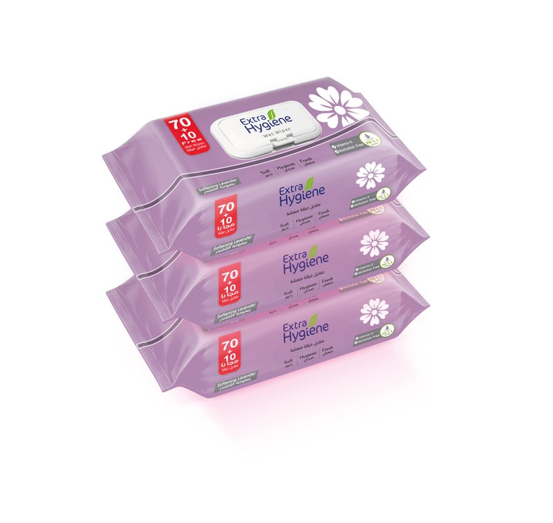 Extra Hygiene Wet Wipes Fresh Multipurpose Lavander 240W (80x3Pcs)