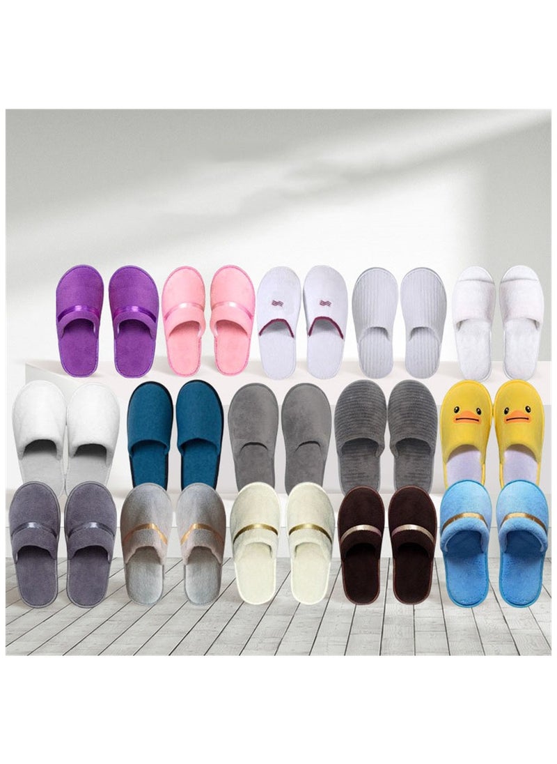 KASTWAVE - Spa Slippers Coral Fleece Closed Toe Hotel Slippers Washable NonSlip Travel Slippers for Guests Home Hotel or Commercial Use 1 Pair (43 Size Blue) - Image 1