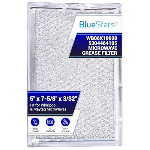 BlueStars WB06X10608 5304464105 Microwave Grease Filter 5 x 7-5/8 inch Replacement - Compatible with Frigi.daire GE Microwaves - Replaces 5304478913 5304517871 PS12585760 - Image 1