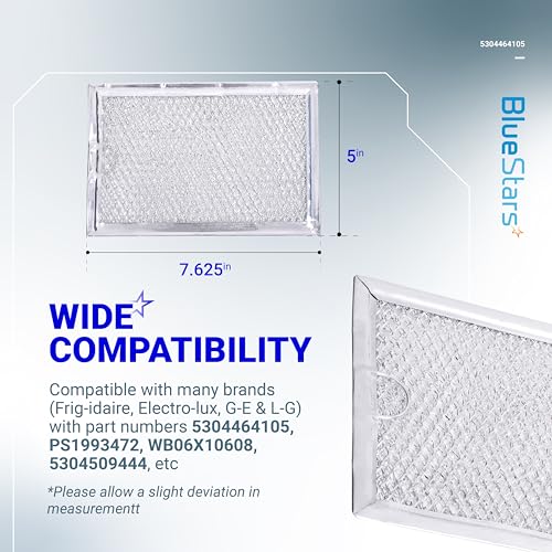 BlueStars WB06X10608 5304464105 Microwave Grease Filter 5 x 7-5/8 inch Replacement - Compatible with Frigi.daire GE Microwaves - Replaces 5304478913 5304517871 PS12585760 - Image 2