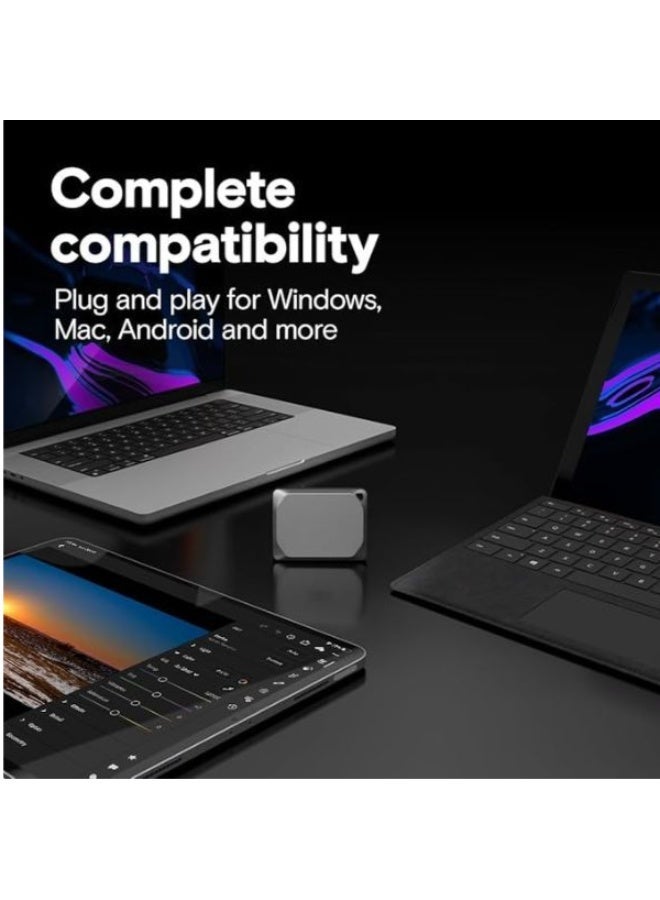 قرص تخزين خارجي SSD محمول بسعة 2 تيرابايت بمنفذ USB-C 3.2 وسرعة قراءة وكتابة تصل إلى 1050 ميجابايت/ثانية للأجهزة المتوافقة - Image 2