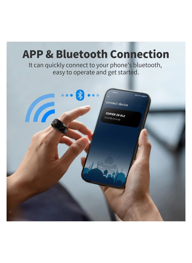 Tasbih Zikr Smart Ring |  Adjustable Ring Finger Counter with 3 Sizes (18/20/22/24mm), APP Support Digital Counter Prayer Reminder Rings |  Waterproof 4 Digit Finger Counter Zikr Ring for Muslims - Image 5