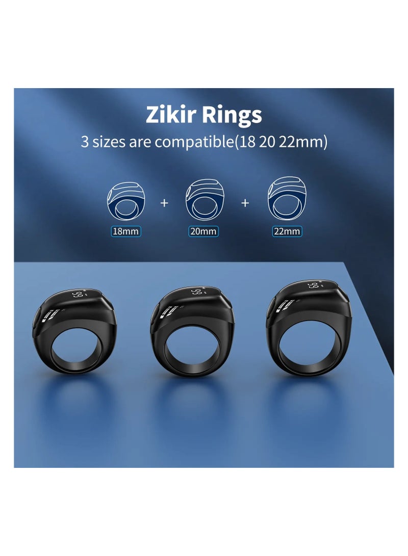 Tasbih Zikr Smart Ring |  Adjustable Ring Finger Counter with 3 Sizes (18/20/22/24mm), APP Support Digital Counter Prayer Reminder Rings |  Waterproof 4 Digit Finger Counter Zikr Ring for Muslims - Image 4