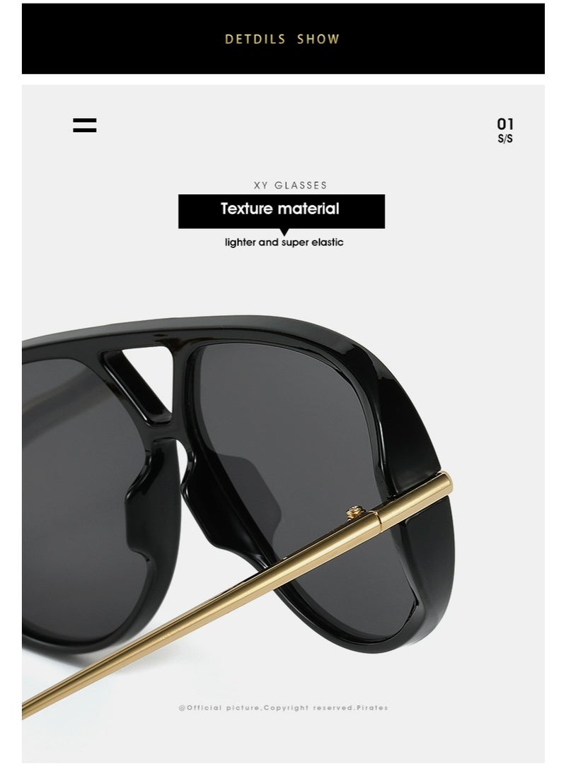 VANLINKER Oversized Trendy Polarized Aviator Sunglasses for Women Men Retro Round Sunglasses Vintage Shield Shades VL9798 - Image 3