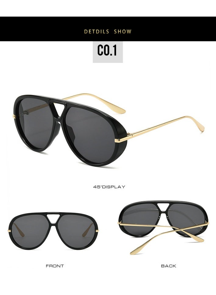 VANLINKER Oversized Trendy Polarized Aviator Sunglasses for Women Men Retro Round Sunglasses Vintage Shield Shades VL9798 - Image 2
