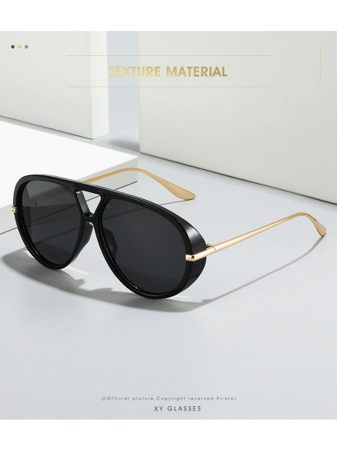 VANLINKER Oversized Trendy Polarized Aviator Sunglasses for Women Men Retro Round Sunglasses Vintage Shield Shades VL9798 - Image 1