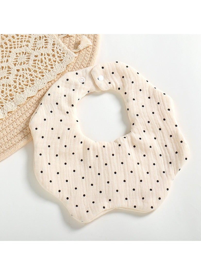 genernic Baby Burp Cloths Cotton Breathable Feeding Bibs Cute Print Newborn Bib Adjustable Snaps 360 Degree Rotatable Bib Petal Edge Bib Comfortable Newborn Nursing Bib 6-lay - Image 1